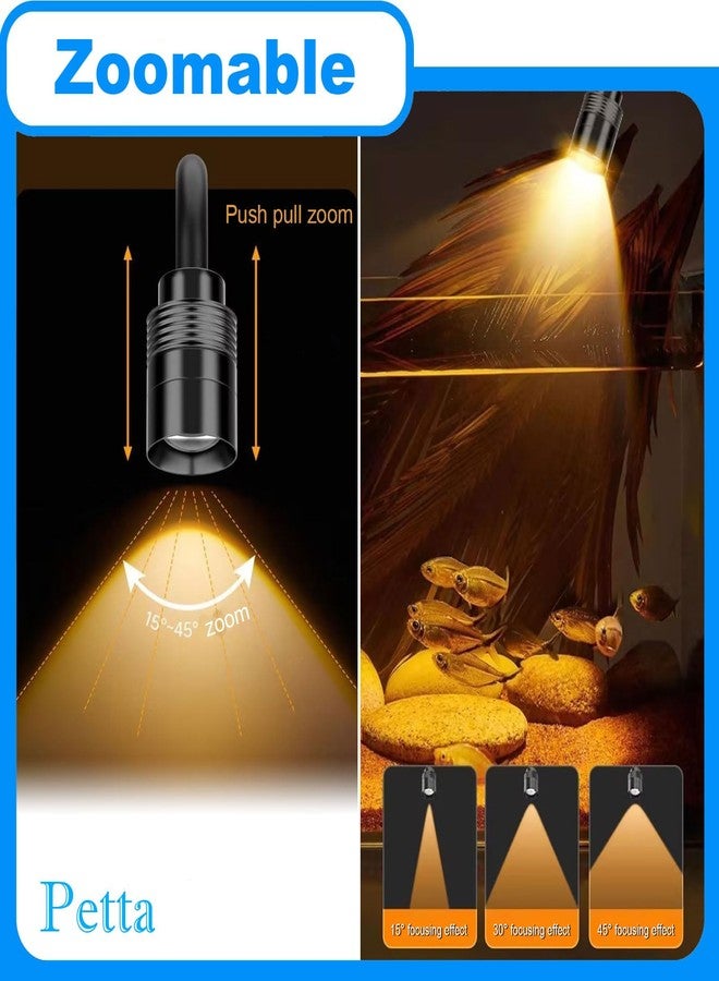 Petta Clip On Aquarium Light with Timer for 1-3 Gal Fish Tank, USB Focus Light for Plants, Terrariums & Coral (Yellow, Warm White, White) Adjustable Focus/Brightness, PA361-4 - Image 3